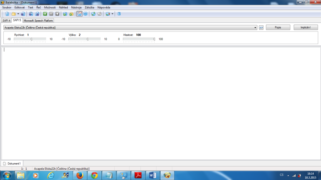 Prostředí programu Balabolka (Print Screen)