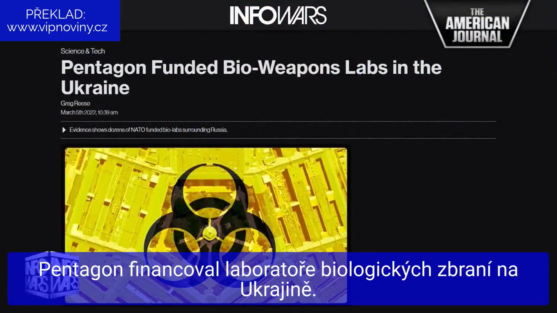 Video: Ruská armáda potvrdila zprávy o vývoji amerických biologických zbraní na Ukrajině